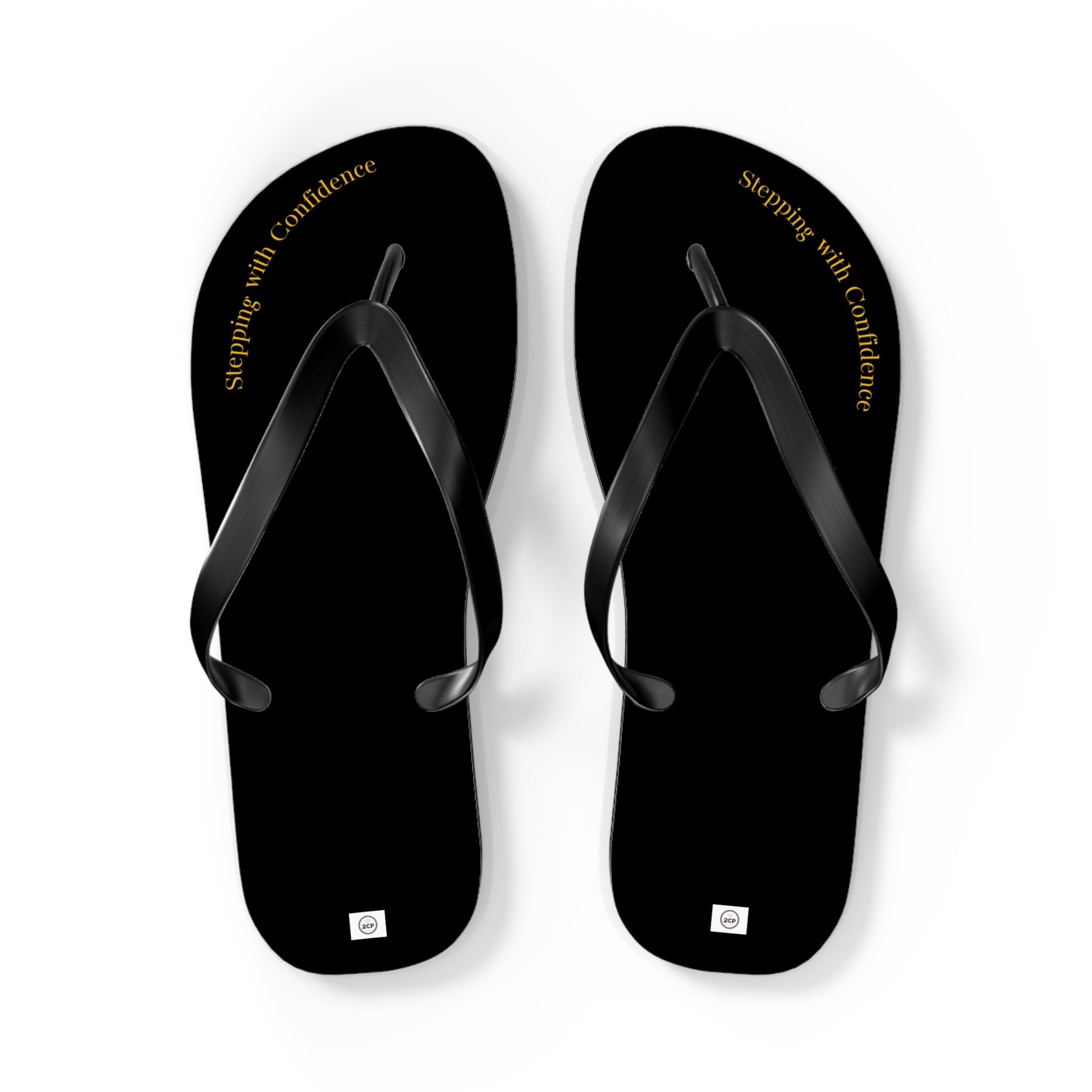 Stepping With Confidence-Black & Gold Flip Flops
