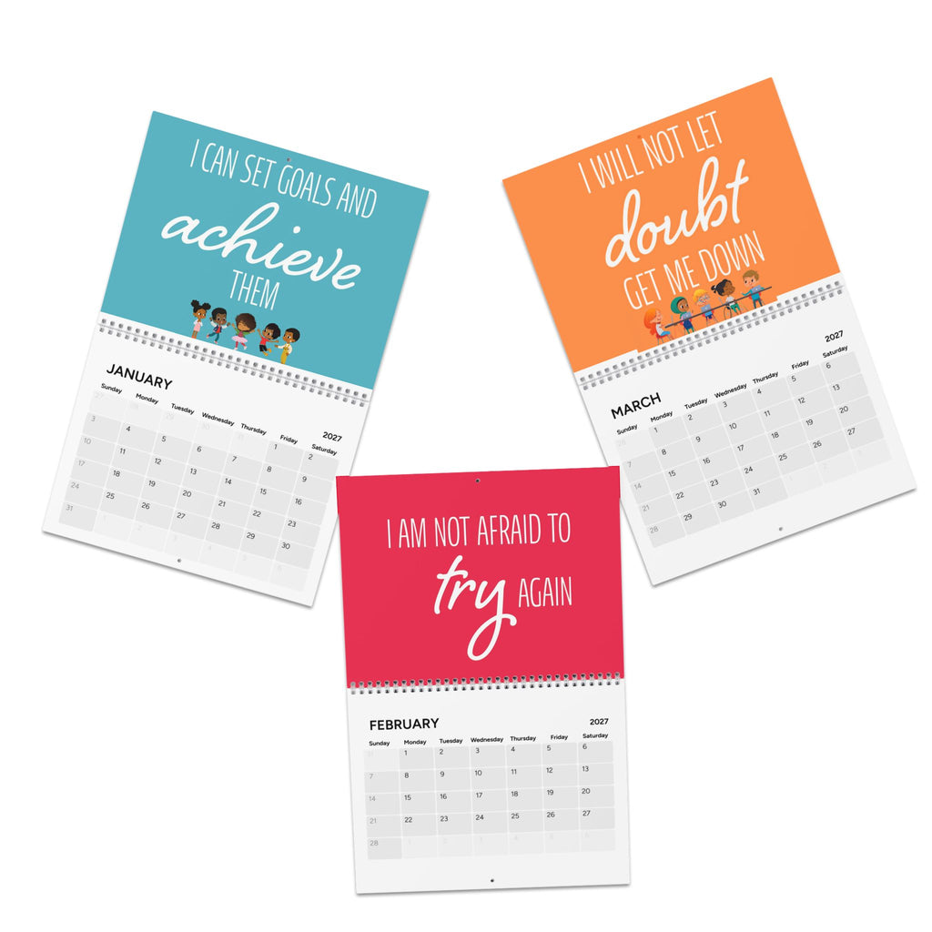 2027 kids affirmation wall calendar – detail view