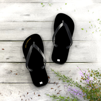 Stepping With Confidence-Black & Gold Flip Flops