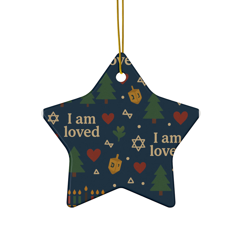 I Am Loved ceramic affirmation ornament – alternate view