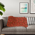 I Am Merry red sherpa blanket with gingerbread, Christmas trees and candy canes pattern