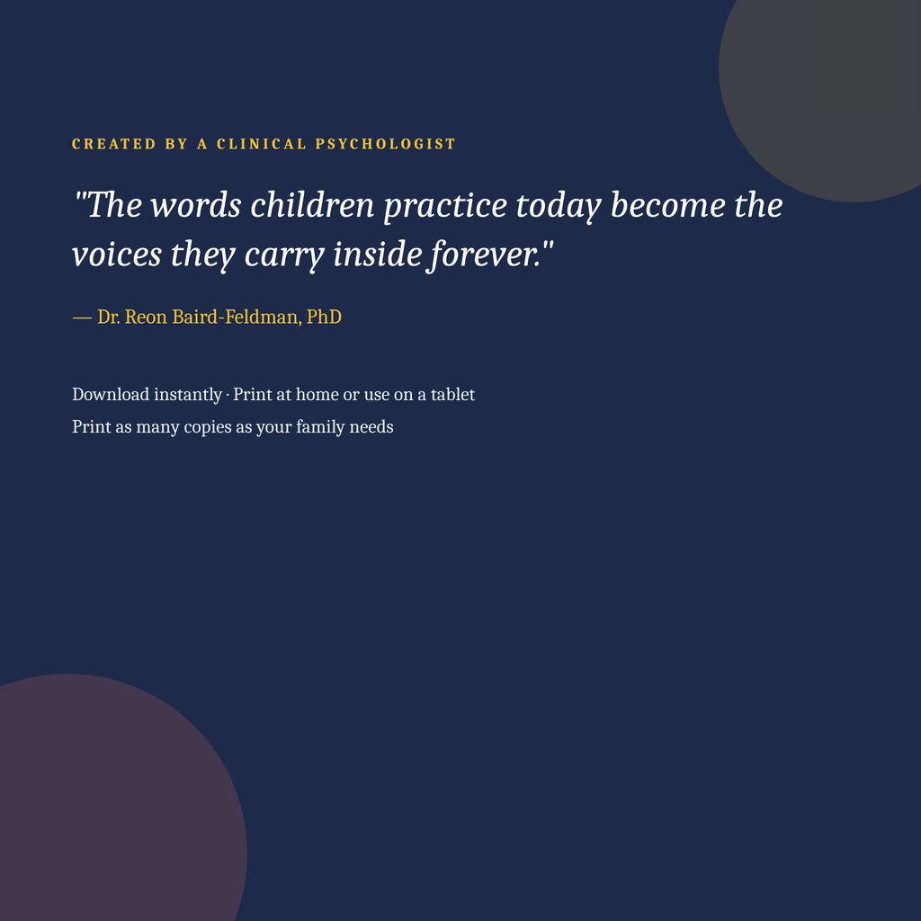 Quote from Dr. Reon Baird-Feldman, clinical psychologist, about the words children practice